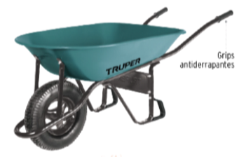 Carretilla 5 ft3 Neumática, bastidor tubular, Truper