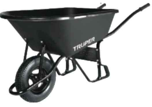 Carretilla concha plástica 6 ft3 Neumática, bastidor tubular