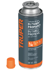 Lata de gas de 220g con válvula de 1/4 de vuelta, TRUPER