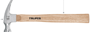 Martillo pulido, 20 oz, uña recta, mango madera, TRUPER