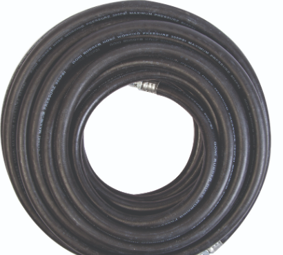Manguera de hule 15 m, conexión macho de 1/4", presión máxima 800 PSI negra