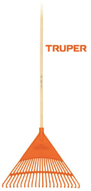 Escoba plástica p/jardín, flex. 22 dientes, mango 48',Pretul