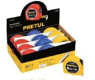 Flexómetro 5 m cinta 19 mm, display box con 12 pzas, PRETUL